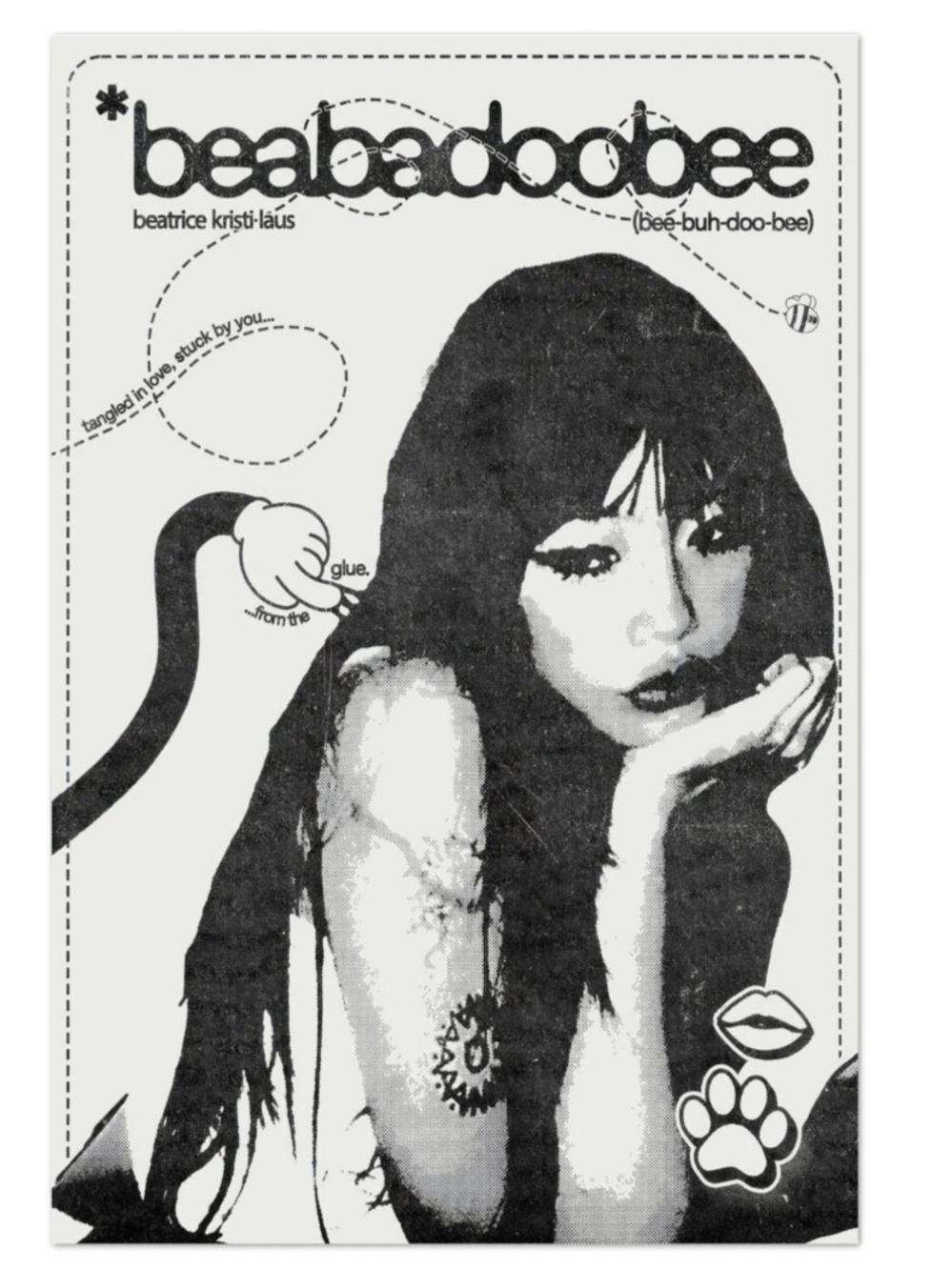Beabadoobee Black & White Art Print - Retro Portrait